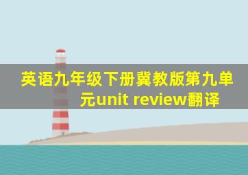 英语九年级下册冀教版第九单元unit review翻译